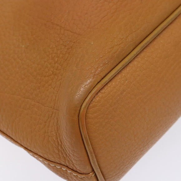 Burberrys Tote Bag Leather Beige Gold Auth ti3367