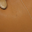 Burberrys Tote Bag Leather Beige Gold Auth ti3367-11