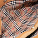 Burberrys Tote Bag Leather Beige Gold Auth ti3367-12