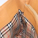 Burberrys Tote Bag Leather Beige Gold Auth ti3367-17