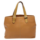 Burberrys Tote Bag Leather Beige Gold Auth ti3367-13