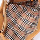 Burberrys Tote Bag Leather Beige Gold Auth ti3367-20