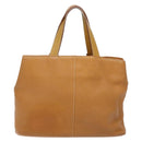Burberrys Tote Bag Leather Beige Gold Auth ti3367-2