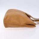 Burberrys Tote Bag Leather Beige Gold Auth ti3367-3