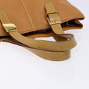 Burberrys Tote Bag Leather Beige Gold Auth ti3367-7