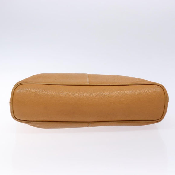 Burberrys Tote Bag Leather Beige Gold Auth ti3367