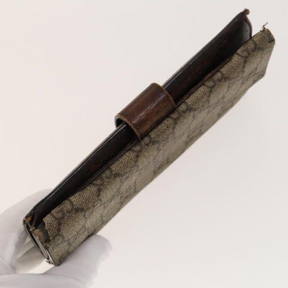 GUCCI GG Canvas GG Supreme Wallet Leather PVC 4Set Beige Pink Auth ti3368