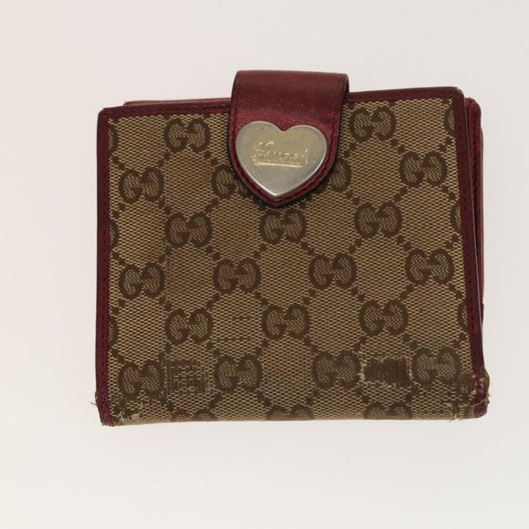 GUCCI GG Canvas GG Supreme Wallet Leather PVC 4Set Beige Pink Auth ti3368