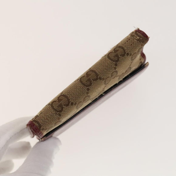 GUCCI GG Canvas GG Supreme Wallet Leather PVC 4Set Beige Pink Auth ti3368