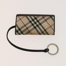 MCM Nova Check Blue Label Key Case Pouch Wallet Canvas Leather 4Set Auth ti3369-8