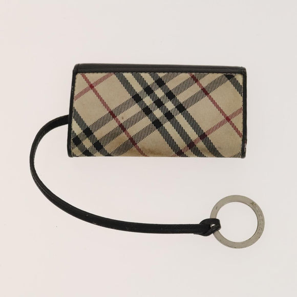 MCM Nova Check Blue Label Key Case Pouch Wallet Canvas Leather 4Set Auth ti3369