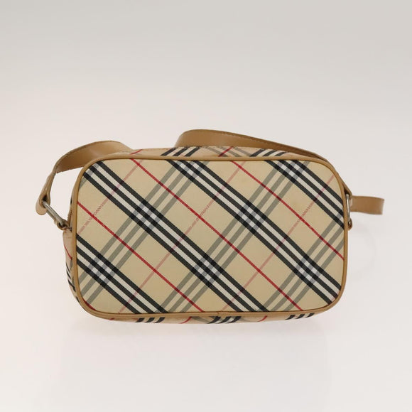 BURBERRY Nova Check Bag Canvas Nylon Leather 3Set Beige Gray Red Auth ti3370