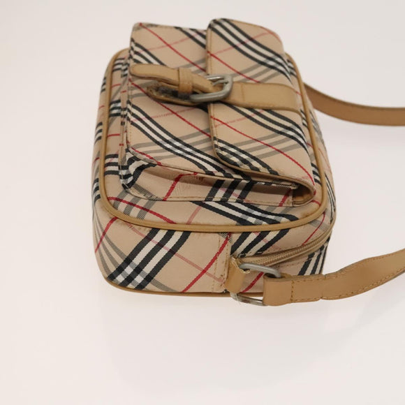 BURBERRY Nova Check Bag Canvas Nylon Leather 3Set Beige Gray Red Auth ti3370