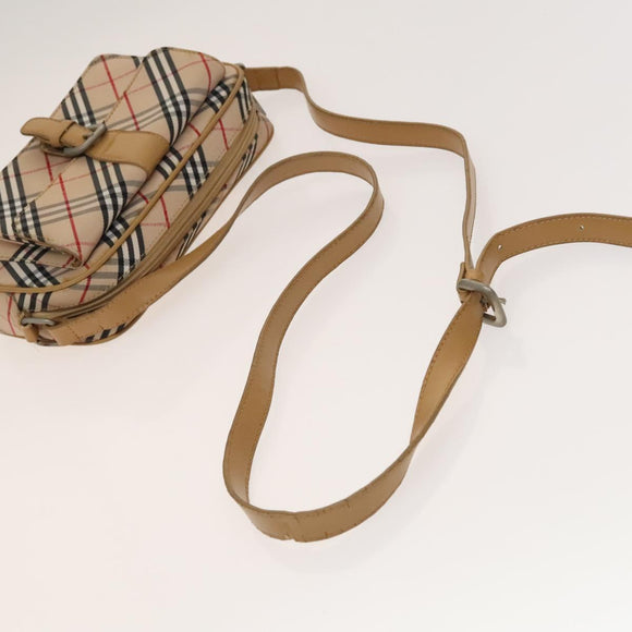 BURBERRY Nova Check Bag Canvas Nylon Leather 3Set Beige Gray Red Auth ti3370