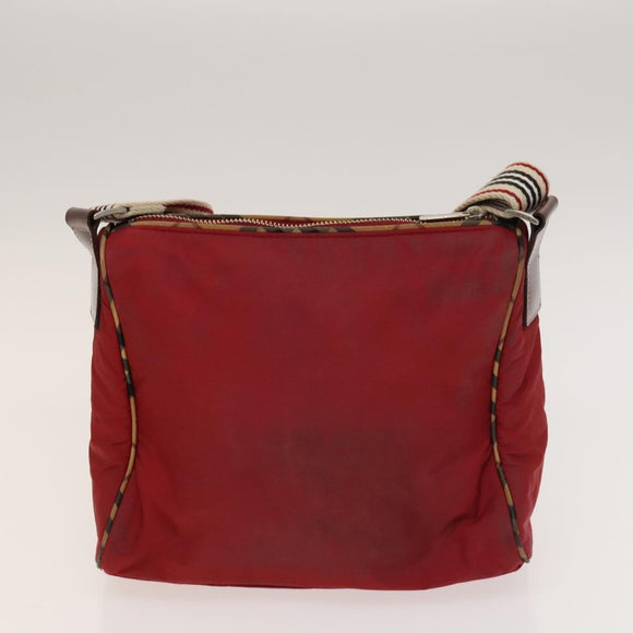 BURBERRY Nova Check Bag Canvas Nylon Leather 3Set Beige Gray Red Auth ti3370