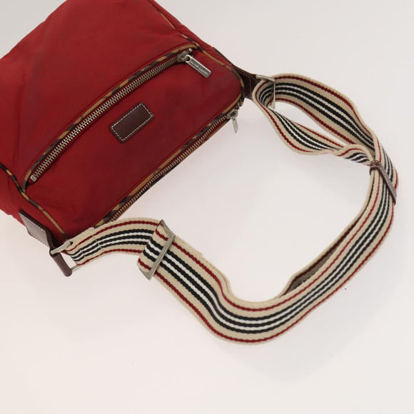 BURBERRY Nova Check Bag Canvas Nylon Leather 3Set Beige Gray Red Auth ti3370