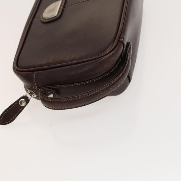 BURBERRY Clutch Bag Leather 2Set Brown Auth ti3373