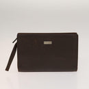 BURBERRY Clutch Bag Leather 2Set Brown Auth ti3373-2