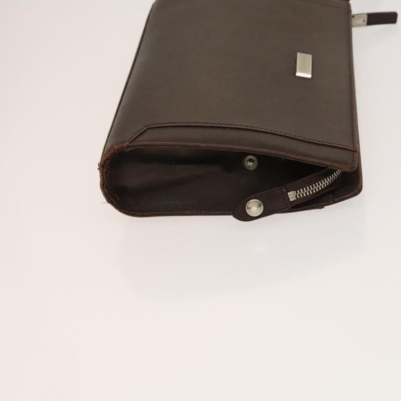 BURBERRY Clutch Bag Leather 2Set Brown Auth ti3373