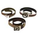 GUCCI GG Canvas Web Sherry Line Belt Canvas 3Set White Beige Auth ti3375-1