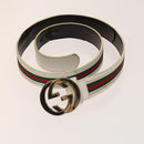 GUCCI GG Canvas Web Sherry Line Belt Canvas 3Set White Beige Auth ti3375-7