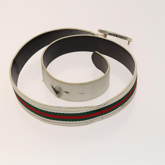 GUCCI GG Canvas Web Sherry Line Belt Canvas 3Set White Beige Auth ti3375