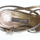 LOUIS VUITTON Mule High Heels Leather 36 1/2 Gold LV Auth ti3381-12