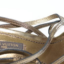 LOUIS VUITTON Mule High Heels Leather 36 1/2 Gold LV Auth ti3381-14