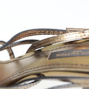 LOUIS VUITTON Mule High Heels Leather 36 1/2 Gold LV Auth ti3381-15