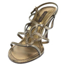 LOUIS VUITTON Mule High Heels Leather 36 1/2 Gold LV Auth ti3381-2