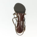 LOUIS VUITTON Mule High Heels Leather 36 1/2 Gold LV Auth ti3381-22