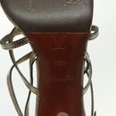 LOUIS VUITTON Mule High Heels Leather 36 1/2 Gold LV Auth ti3381-24