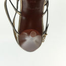 LOUIS VUITTON Mule High Heels Leather 36 1/2 Gold LV Auth ti3381-25