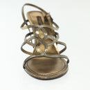 LOUIS VUITTON Mule High Heels Leather 36 1/2 Gold LV Auth ti3381-26