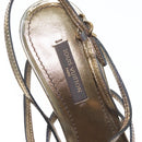 LOUIS VUITTON Mule High Heels Leather 36 1/2 Gold LV Auth ti3381-28