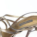 LOUIS VUITTON Mule High Heels Leather 36 1/2 Gold LV Auth ti3381-30