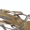 LOUIS VUITTON Mule High Heels Leather 36 1/2 Gold LV Auth ti3381-31