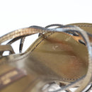 LOUIS VUITTON Mule High Heels Leather 36 1/2 Gold LV Auth ti3381-32