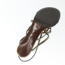 LOUIS VUITTON Mule High Heels Leather 36 1/2 Gold LV Auth ti3381-6