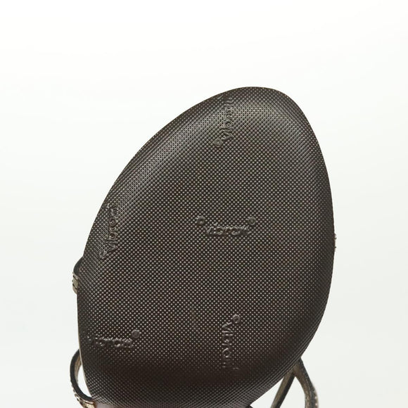 LOUIS VUITTON Mule High Heels Leather 36 1/2 Gold LV Auth ti3381