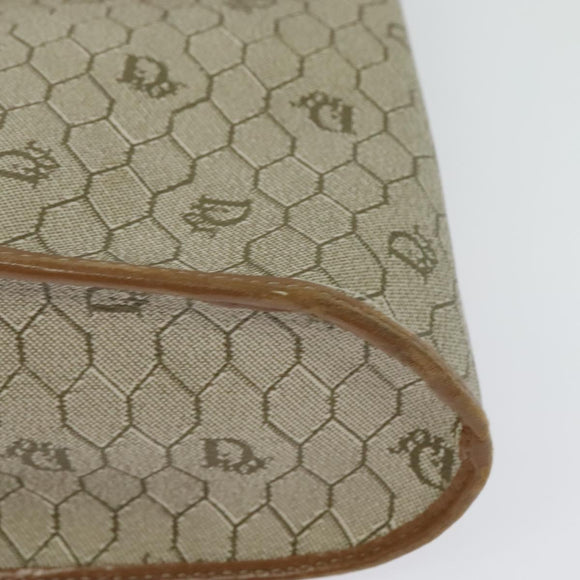Christian Dior Honeycomb Canvas Shoulder Bag PVC Beige Gold Auth ti3385