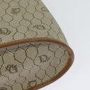 Christian Dior Honeycomb Canvas Shoulder Bag PVC Beige Gold Auth ti3385-16