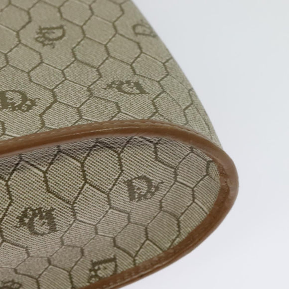 Christian Dior Honeycomb Canvas Shoulder Bag PVC Beige Gold Auth ti3385