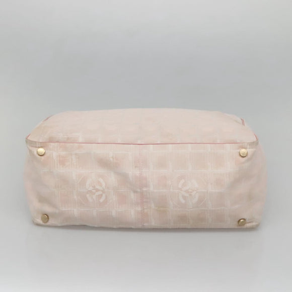 CHANEL New Travel Line Tote Bag Nylon Pink Gold CC Auth ti3386