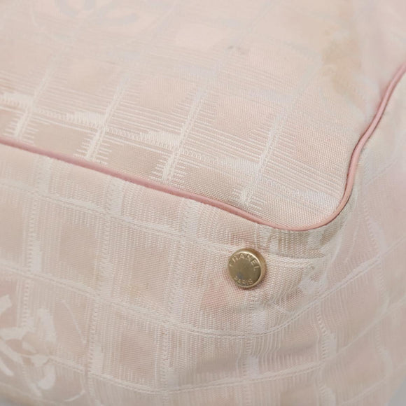 CHANEL New Travel Line Tote Bag Nylon Pink Gold CC Auth ti3386