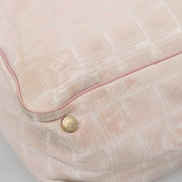 CHANEL New Travel Line Tote Bag Nylon Pink Gold CC Auth ti3386