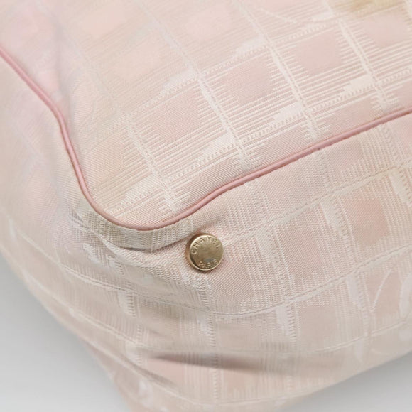 CHANEL New Travel Line Tote Bag Nylon Pink Gold CC Auth ti3386