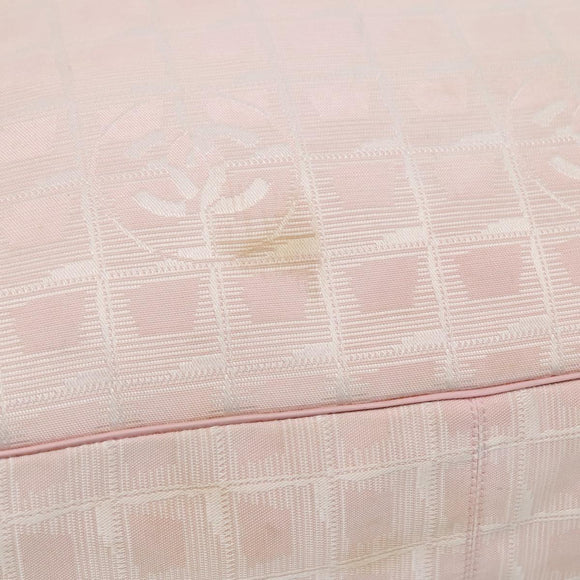 CHANEL New Travel Line Tote Bag Nylon Pink Gold CC Auth ti3386