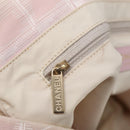 CHANEL New Travel Line Tote Bag Nylon Pink Gold CC Auth ti3386-19