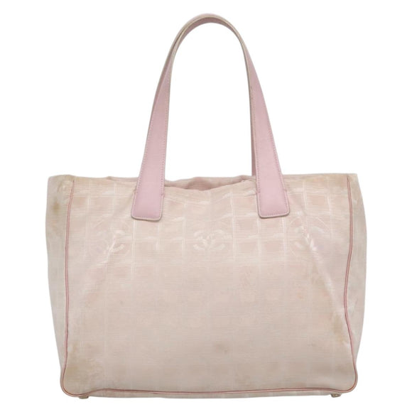 CHANEL New Travel Line Tote Bag Nylon Pink Gold CC Auth ti3386
